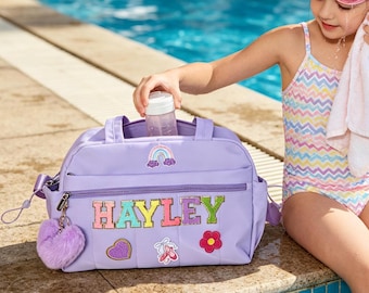 Personalized Duffel Bag : Custom Chenille Letter Duffel Bag, Waterproof Inner Bag, Dance Bag, Sport Bag, gifts for her, 4 colors