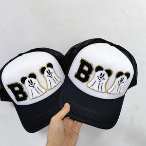 Gorras de camionero con parches de letras de Halloween personalizados // Calidad y precio inmejorables // Cotizaciones // Gorra de béisbol