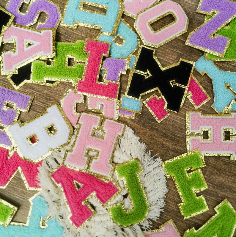 Custom Letters Alphabet Sequins Towel Embroidered Patches For DIY Clothing Bags Jacket Iron On Accessories Multi colors image 8