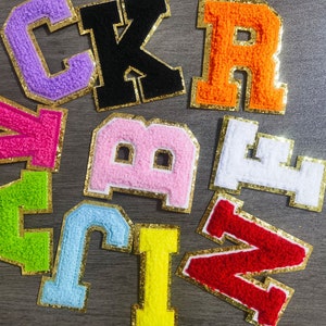 Multi colors Letters Alphabet Sequins Towel Embroidered Patches For DIY Clothing Bags Jacket Iron On Accessories Applique bag laptop or book zdjęcie 4