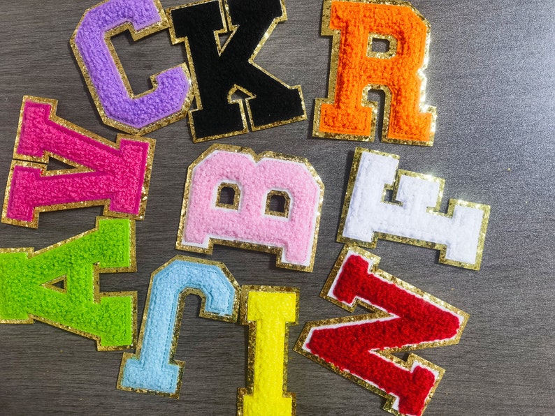 Multi colors Letters Alphabet Sequins Towel Embroidered Patches For DIY Clothing Bags Jacket Iron On Accessories Applique bag laptop or book zdjęcie 4