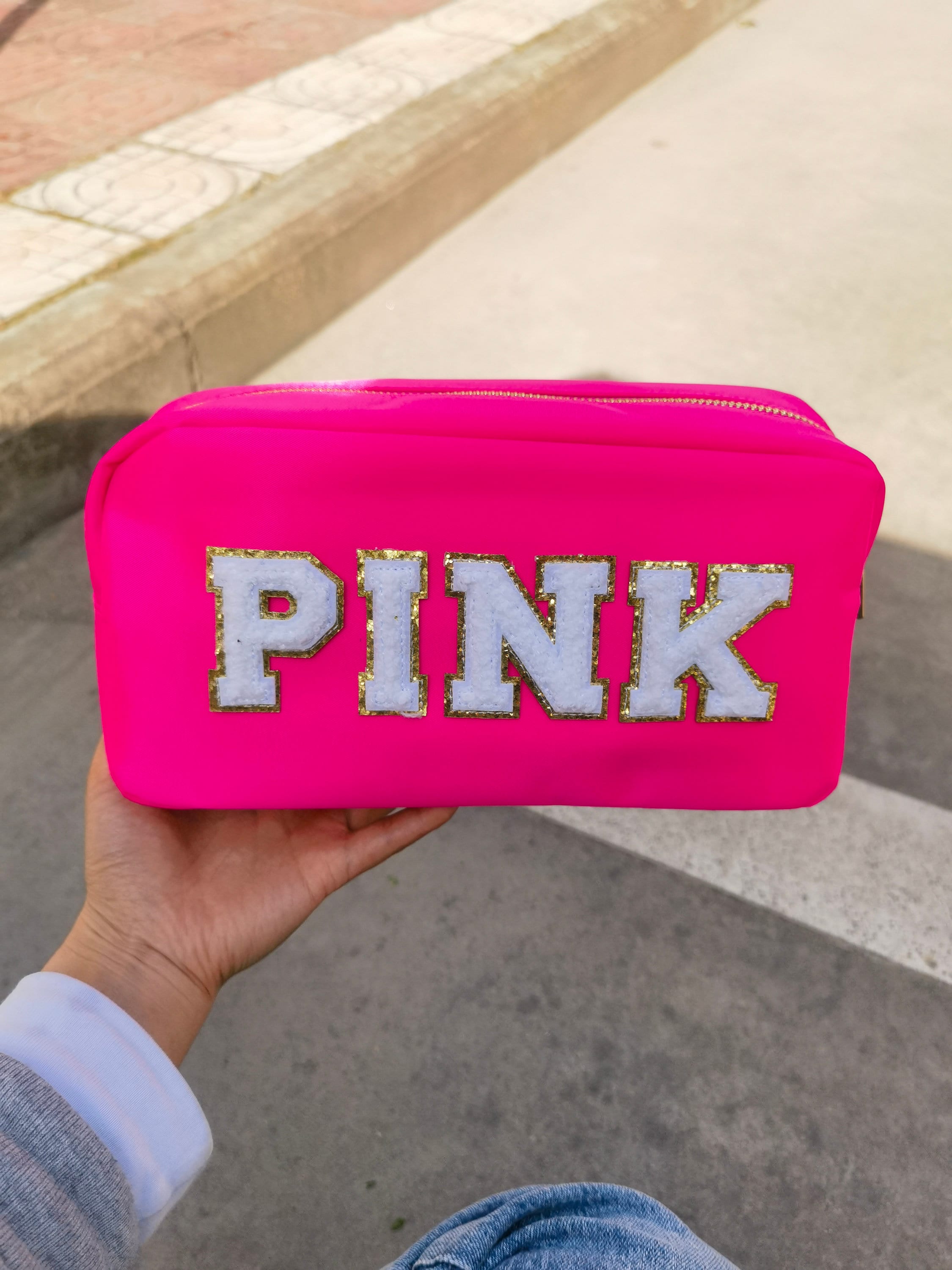 Cosmetic Bag - Makeup bag- Travel Bag- Bag with Patch- Customized Bag- Bridesmaid Gift- graduation gift- college bag- game day