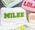 X-Large Nylon pouch, Personalized Cosmetic bag, Nylon pouch with patches, pouch with patches , preppy Cosmetic bag, chenille patch product logo