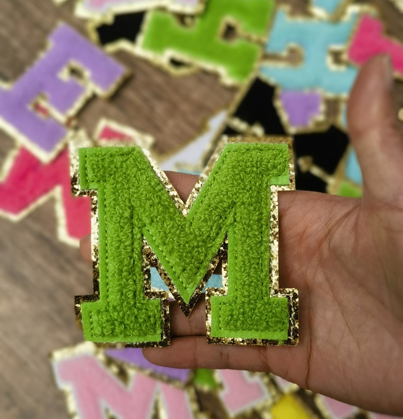 Custom Letters Alphabet Sequins Towel Embroidered Patches For DIY Clothing Bags Jacket Iron On Accessories Multi colors image 3