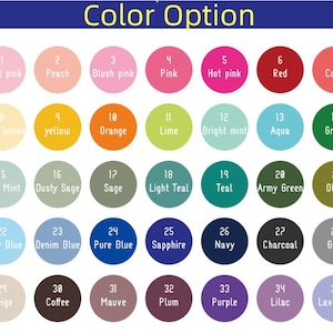 Pu&ograve; includere: Tabella colori con 35 diversi campioni di colore, numerati da 1 a 35. Ogni campione ha un nome sotto, come Rosa chiaro, Pesca, Rosa tenue, Rosa, Rosa acceso, Rosso, Corallo, Giallo chiaro, Giallo, Arancione, Lime, Verde menta, Acqua, Verde, Menta dolce, Salvia polverosa, Salvia, Azzurro chiaro, Turchese, Verde militare, Oliva, Azzurro, Blu denim, Blu puro, Zaffiro, Blu navy, Antracite, Grigio, Beige, Caff&egrave;, Malva, Prugna, Viola, Lilla, Lavanda.