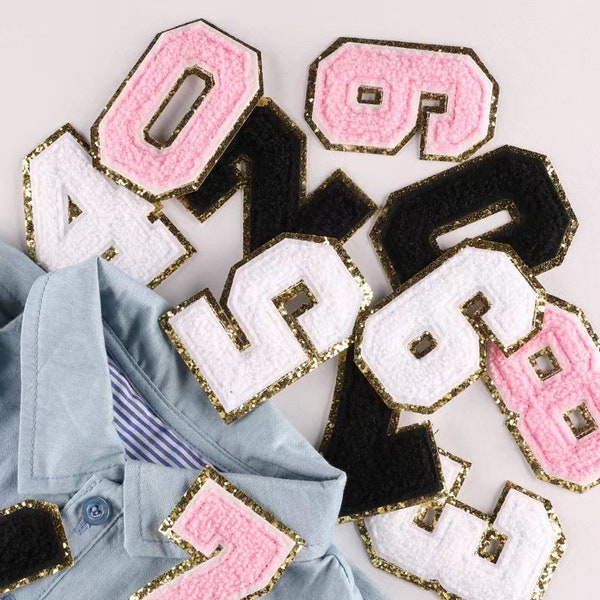 2.17 /3.15 Inch Chenille numbers| Chenille numbers patches | iron on patch | iron on letters | letters for clothes | patch for jacket |