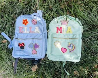 Personalized Backpack - Custom Patch Nylon Bag - Kids Backpack - Colorful Letter Patch School Bag - Patch Backpack For Kids - Back to School