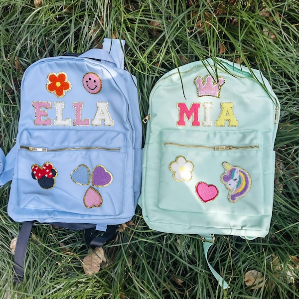 Personalized Backpack - Custom Patch Nylon Bag - Kids Backpack - Colorful Letter Patch School Bag - Patch Backpack For Kids - Back to School