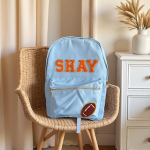 Benutzerdefinierter Name Nylon Rucksack, personalisierter Chenille Buchstabe Name Patch Schultasche, Geburtstagsgeschenk für Kinder und Kleinkinder Geschenk aufgenäht