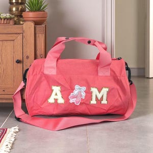 Personalization Dance Bag For Girl,  Chenille Letter Duffle Bag/Overnight bag for kids,Travel Bag Weekender Bag,Water Proof Dance Bag