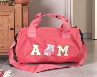 Personalization Dance Bag For Girl,  Chenille Letter Duffle Bag/Overnight bag for kids,Travel Bag Weekender Bag,Water Proof Dance Bag