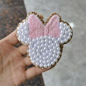 Mickey & Minnie adhesive pearl patches-bag-vacation-family shirts-sweatshirt Mickey pearl patch | Minnie pearl patch | pearl patch Sticker