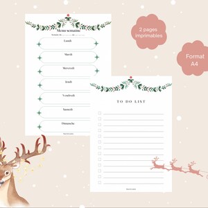 Weekly menu / To do list / CHRISTMAS / Kitchen organization / PDF to download and print / Printable / Meal planning / Digital menu