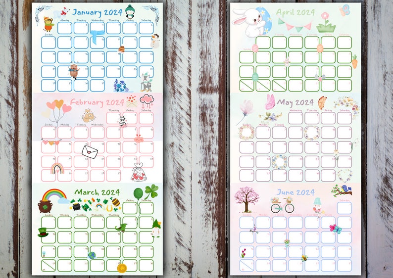 2024 Calendars, Printable Calendars, Printable Kids Calendars, Kids