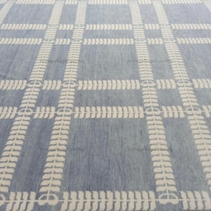 Alfombra de lana Oushak anudada a mano: Floral azul marfil, 2,7 x 3,6 m