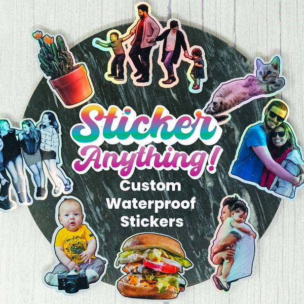 Custom Waterproof Stickers | Sticker Anything You Want! | Up to 10 Different Images | Glossy or Holographic Vinyl | Perfect Sticker Gift