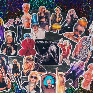 Lady Gaga LG2 Born This Way Vinyl Sticker Pack | 22 Gaga Waterproof Stickers | BTW Album