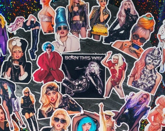 Lady Gaga Born This Way Vinyl Sticker Pack: 22 Waterproof Stickers