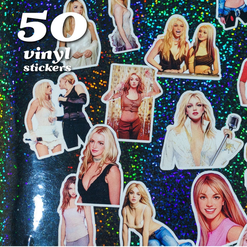 Britney Spears Classic Early Career Vinyl Sticker Pack | 50 Britney Waterproof Stickers