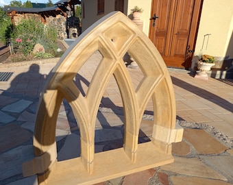 Gothic window, church window, garden ruin, ruin window, art, sandstone, cast stone, arched window, medieval, LARP, facade decoration, stucco