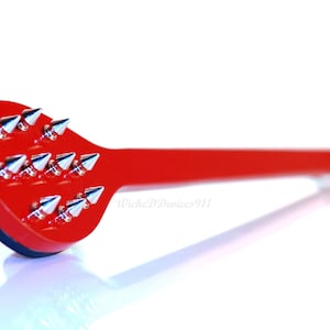 Round Spanking Paddle, Red with Spikes