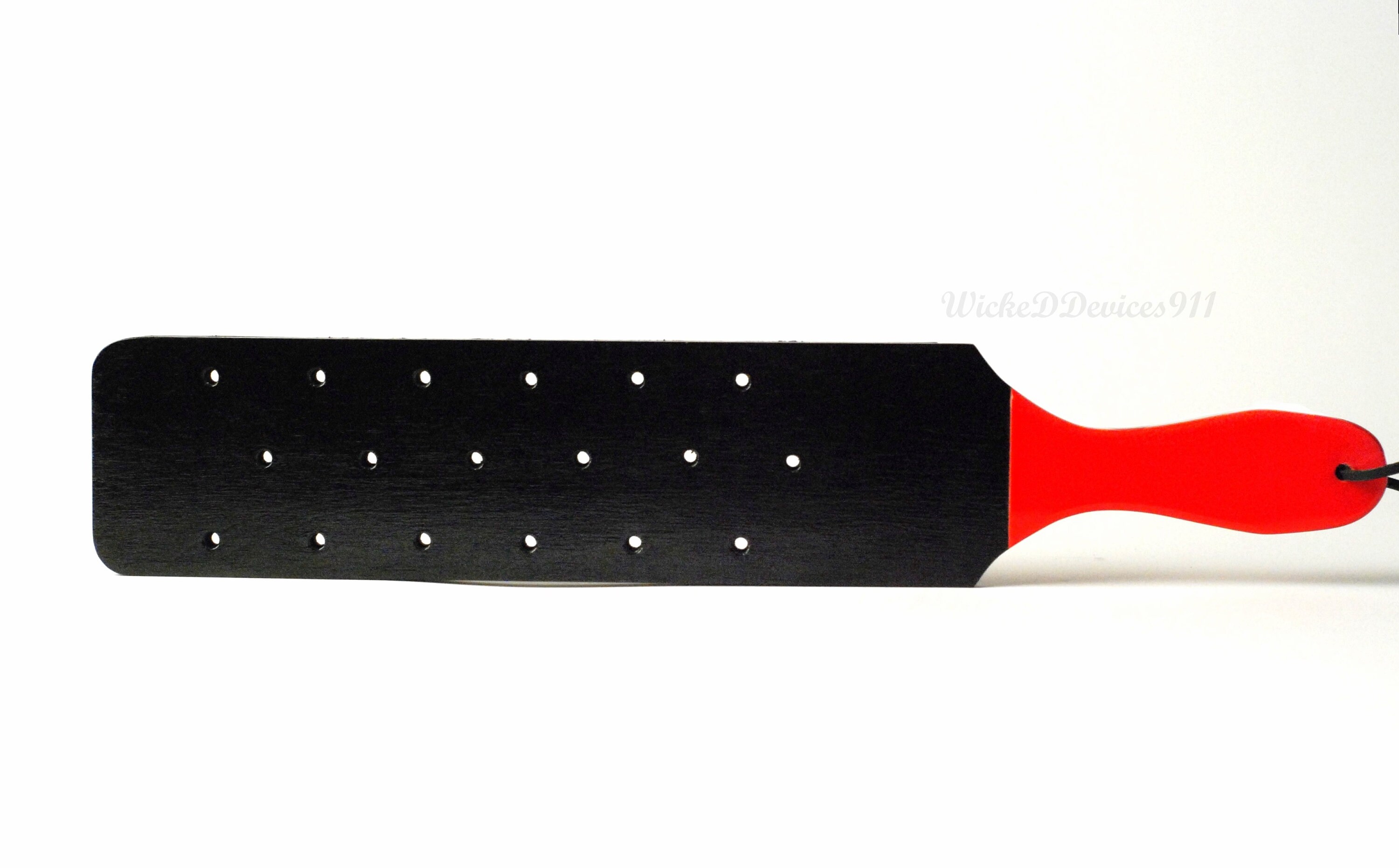 Rouge Wooden Shoe Shaped Spanking Paddle with Black Rubber