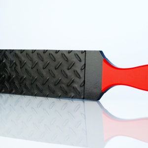 Heavy Corporal Punishment Paddle, One Of A kind Discipline Spanker, Red Acrylic Handle, BIG Wooden Paddle