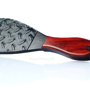 Handmade Wooden Spanking Paddle with Added Textured Rubber, Oval in Shape Wood Paddle For OTK Punishment Spankings