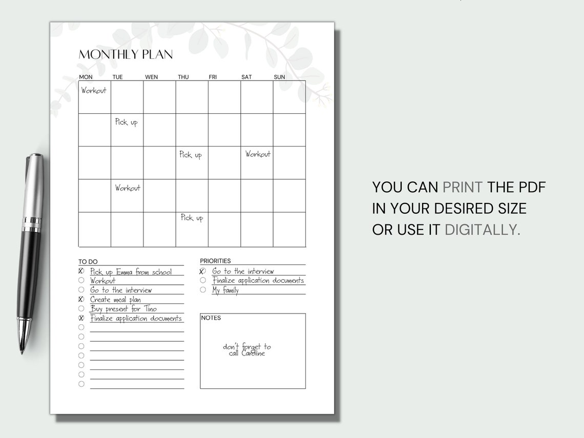 Fillable Monthly Planner Printable Monthly To Do List - Etsy.de