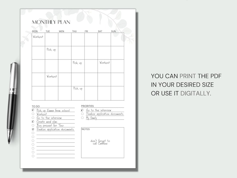 Fillable Monthly Planner Printable Monthly To Do List - Etsy.de