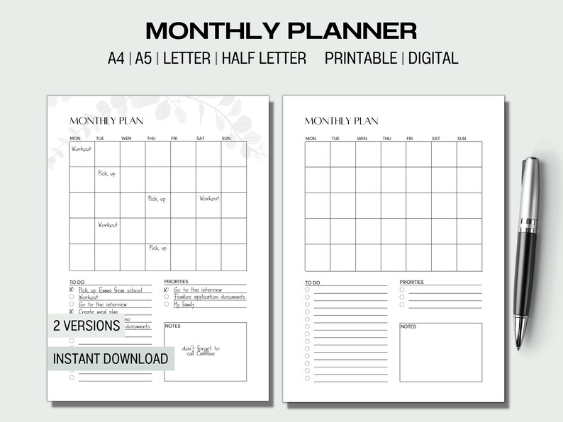 Fillable Monthly Planner Printable Monthly To Do List - Etsy.de