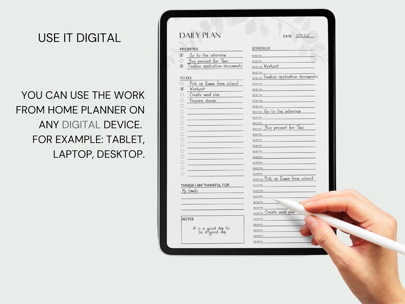 Fillable daily planner printable daily to do list etsy de