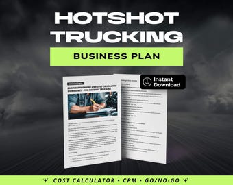 Hotshot Trucking Business Plan | Anlaufkosten-Rechner (ausfüllbares PDF)