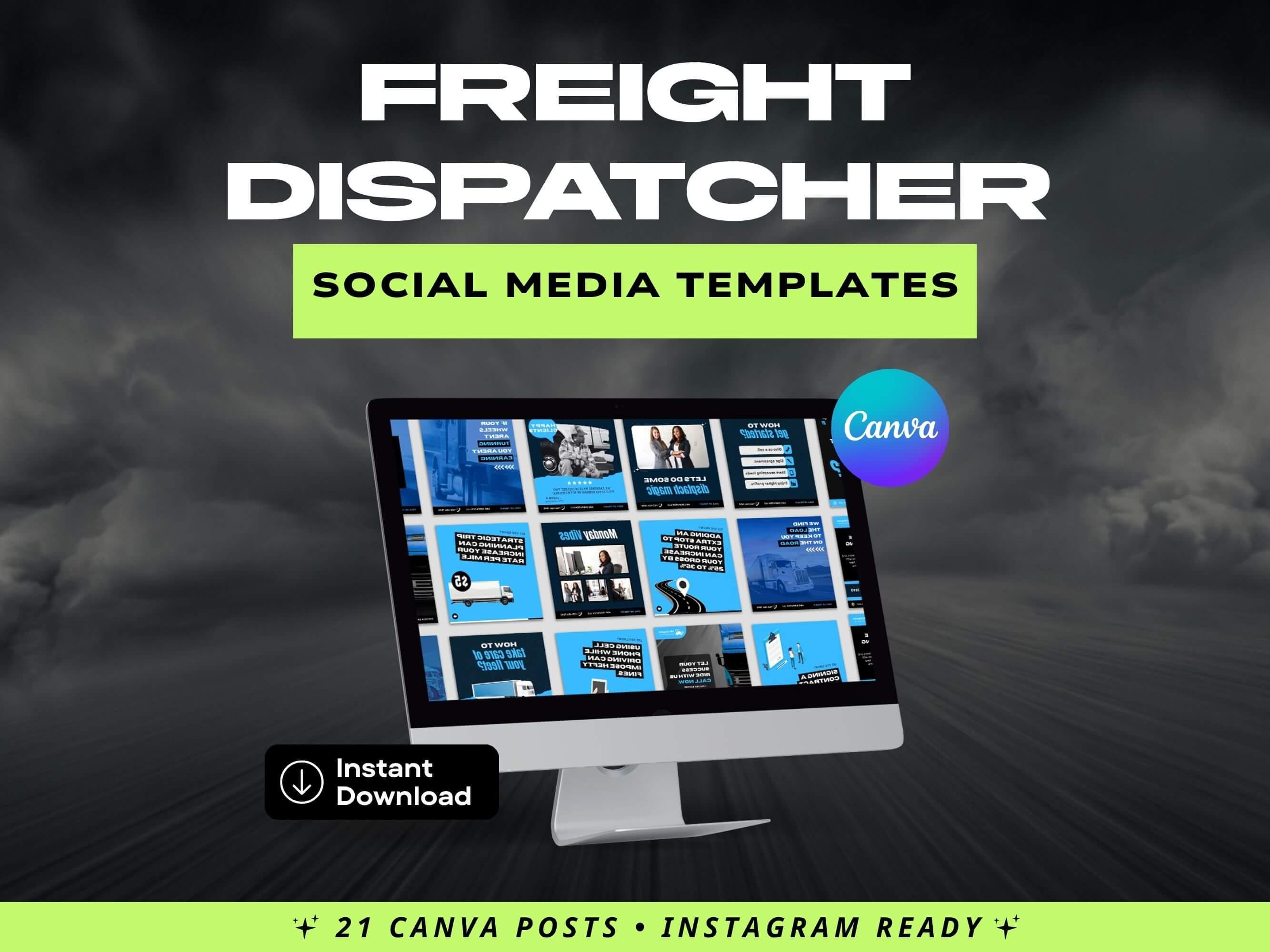 Freight Dispatcher Social Media Templates | 21 Canva Posts | Instagram ...