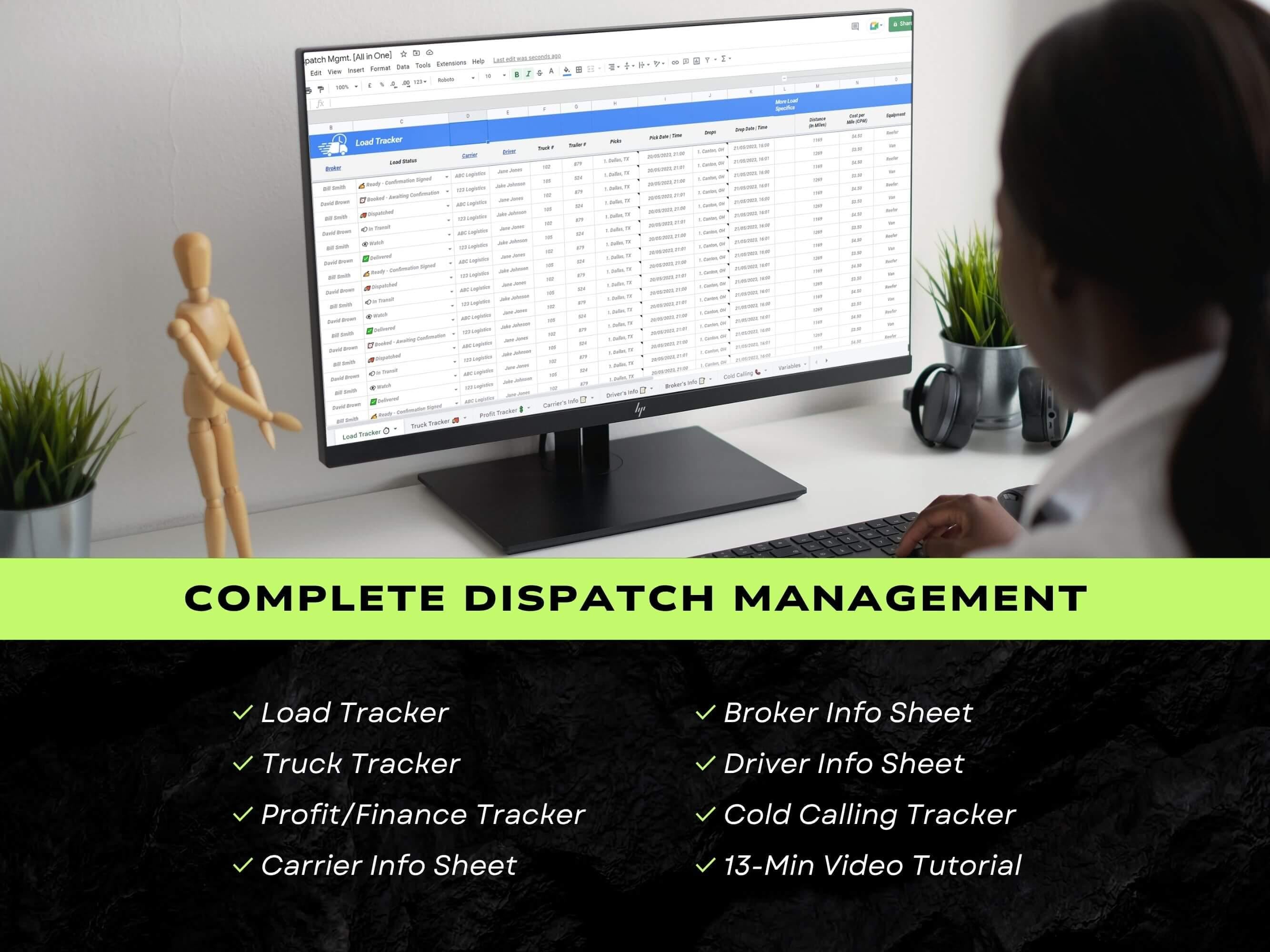 Using Excel For Dispatch Freight Dispatcher All in One Spreadsheet | Load Tracker Profit ...