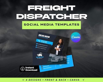 Freight Dispatcher Visitenkarten Vorlagen | 4 Leinwand Designs | Vorderseite Rückseite Karten | Dispatch Business Netzwerk Kit