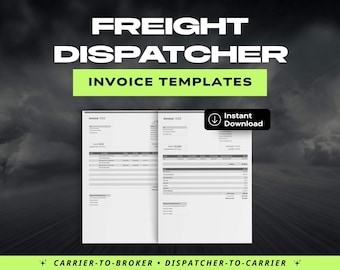 Freight Dispatcher Rechnungsvorlagen | Spediteur Fakturierung | Settlement Rechnung | Google Sheets Excel | Versandgeschäft