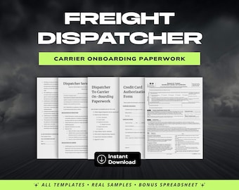 Freight Dispatcher Carrier - Einschulungspaket | Willkommenspaket-Vorlagen | Zustimmungsformulare | Rechnungsvorlagen | Versandgeschäft