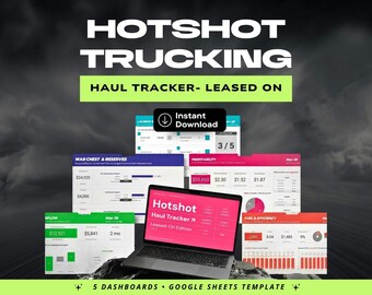 Hotshot Haul Tracker | Google Sheets Business Expense Dashboard (Digitaler Download)