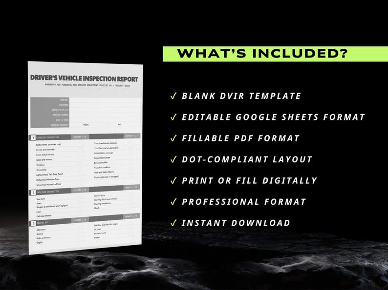 Dvir Example Form Hotshot DVIR Template | Driver Vehicle Inspection Report | Fillable PDF ...