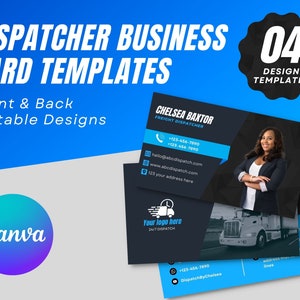 Modelo Canva de cartão de visita de despachante, cartão de visita de logística e transporte, perfeito para despachantes de carga ou empresas de transporte