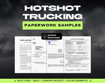 Hotshot Trucking Paperwork Beispiele | Preise für Con, BOL, Carrier Packet Beispiele (PDF Download)