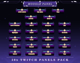 Moogle Twitch Panels | Stream Overlays | Cute Fantasy Theme Graphics | Overlay Panels  | Enchanted Moogle V8 Twitch Panel Pack
