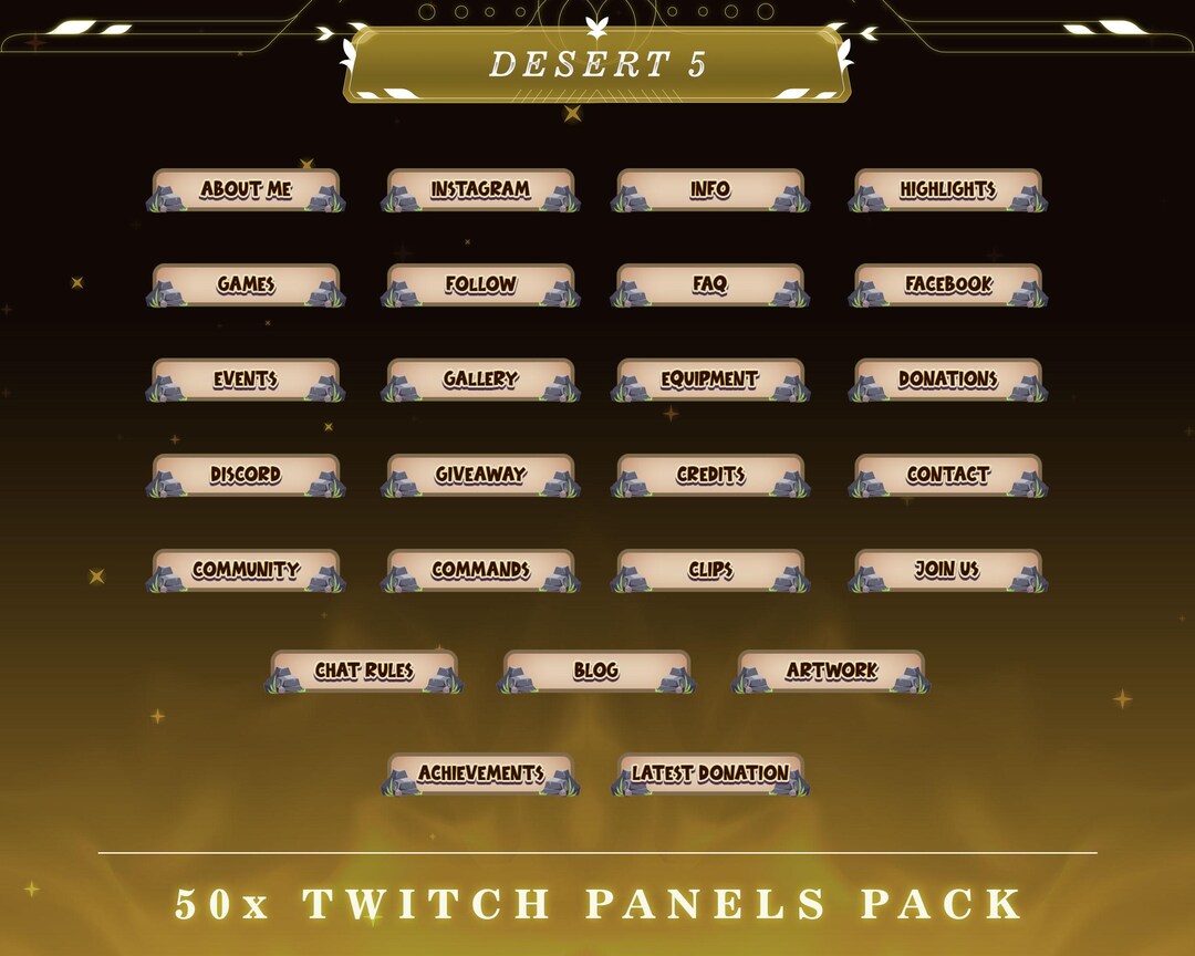 Mirage Twitch Panels: Desert Stream Overlay Graphics (50+ PNG) - Etsy