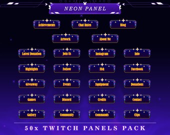 Neon Blaze Twitch Panels: Electric Stream Overlay Graphics