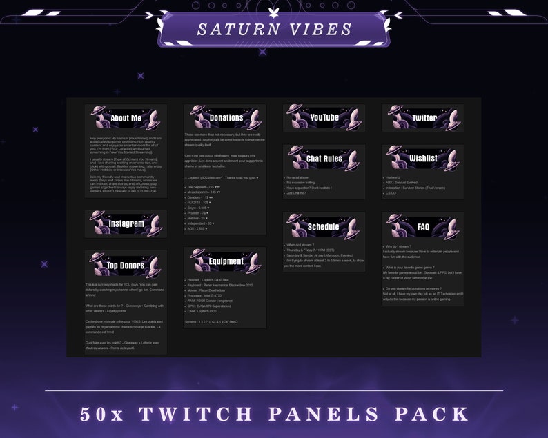 Galaxy Twitch Panels: Saturn Vibes Stream Overlay (50+ PNG) - Etsy