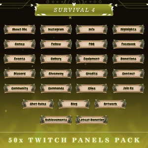 Paneles de Twitch de supervivencia en la naturaleza: más de 50 gráficos superpuestos para transmisiones (PNG)