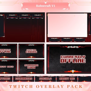 Twitch Overlay Pack Robocraft V1 Futuristic Stream Graphics - Stream Package, Cyberpunk Overlay, Futuristic Stream