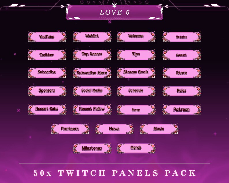 Sweetheart Twitch Panels: Love Theme Stream Overlays - Etsy