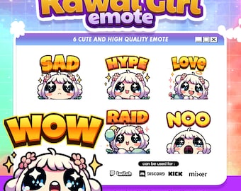 Twitch Emote Cute Girl Kawaii Chibi Pack for Adorable Female Character Streamer